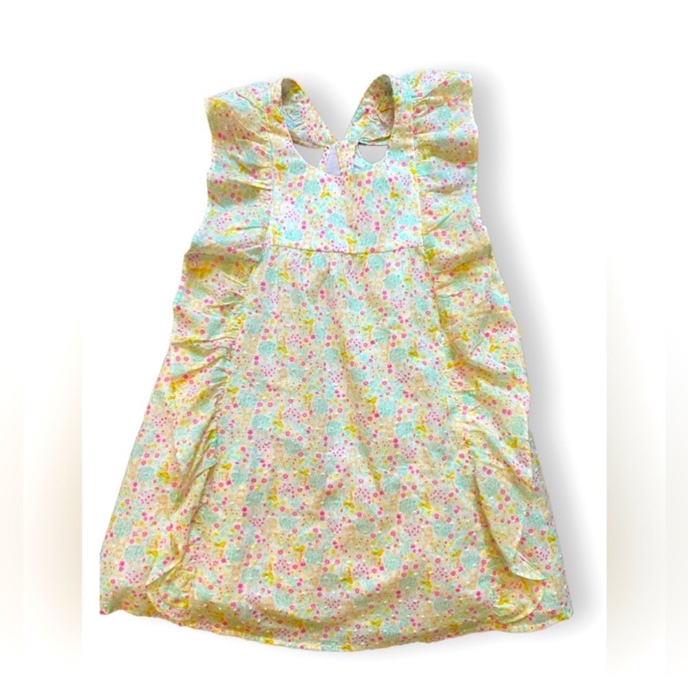 ☀️5/25☀️ Shabby Chic Flowers and Bunnies Ruffle Dress Size 5